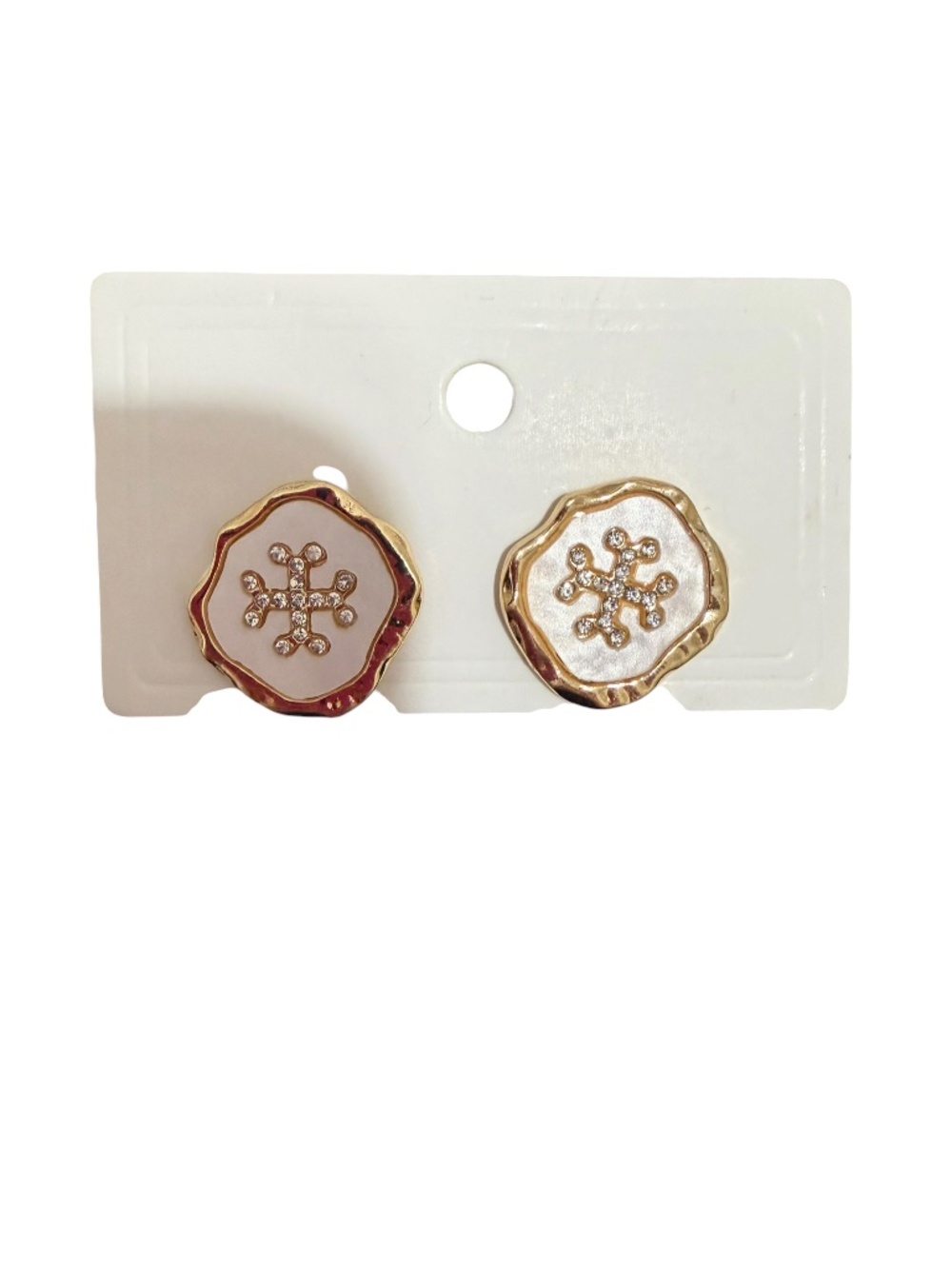 GOLD/ white STUD EARRINGS